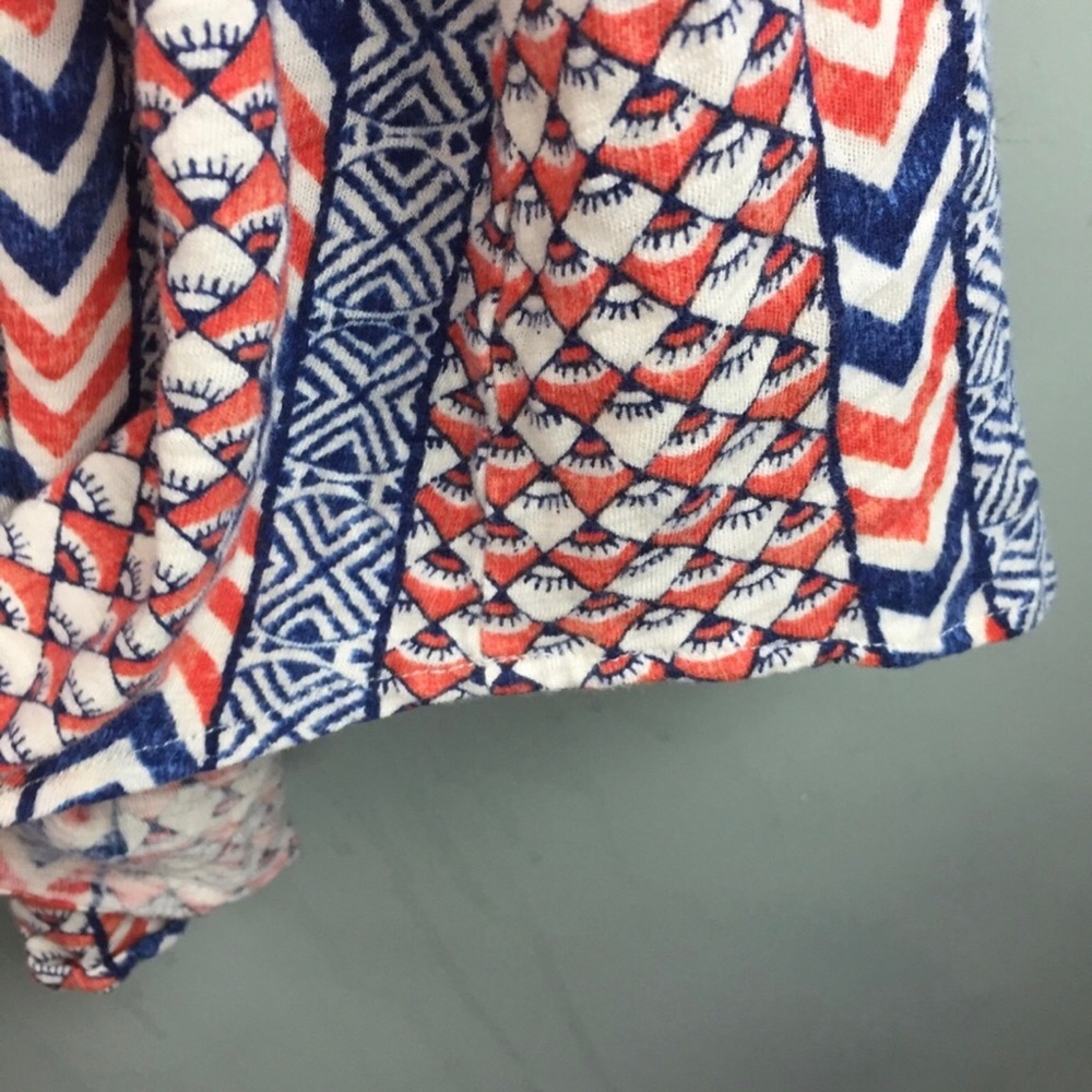 Lucky Brand Chevron Print Curved Hem Sleeveless Scoopneck Midi Sun Dress Small - Picture 7 of 9